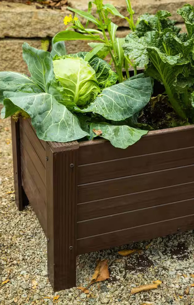48 In. Walnut Material Rectangular Planter, Outdoor Indoor ECOFLEX Composit