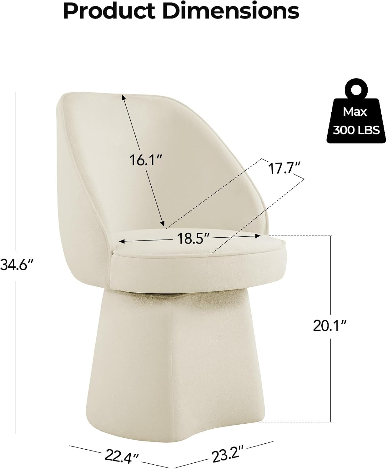 CHITA Swivel Dining Chairs Set of 2, Upholstered Modern Dining Chairs with High Back, Kitchen Chairs for Dining Room, Vanity Chairs for Bedroom, Cream