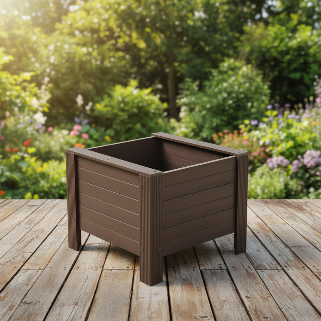 ECOFLEX Composite Outdoor Indoor 24 In. Square Planter, Walnut