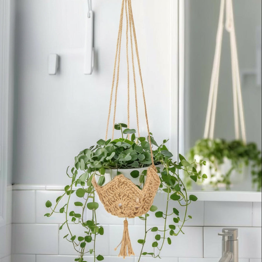 Macrame Plant Hangers Indoor - 2 Packs Hanging Planters for Indoor Plants Boho Plant Hangers Hanging Plant Holder for Boho Home Decor Made of Jute with 2 Hooks
