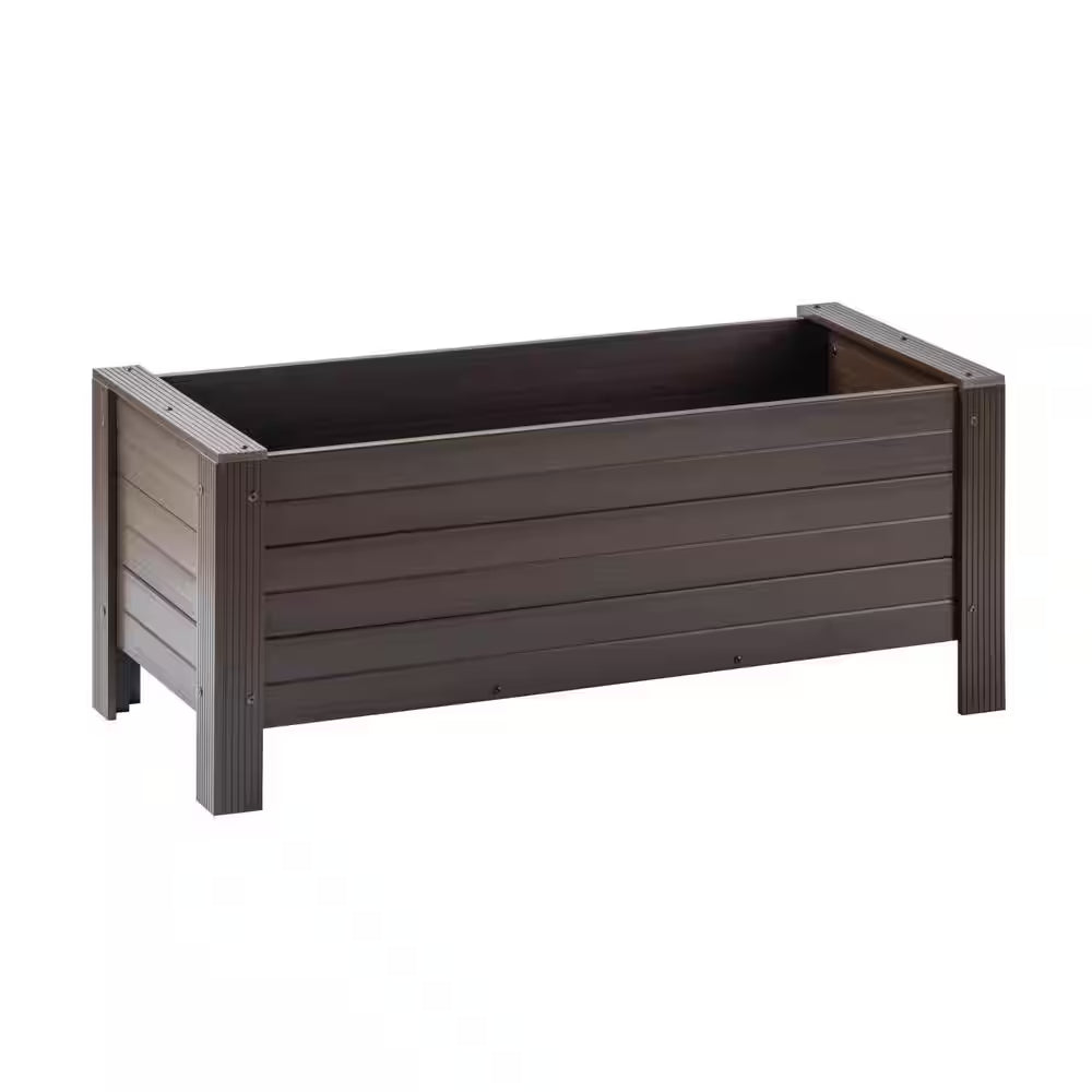 48 In. Walnut Material Rectangular Planter, Outdoor Indoor ECOFLEX Composit