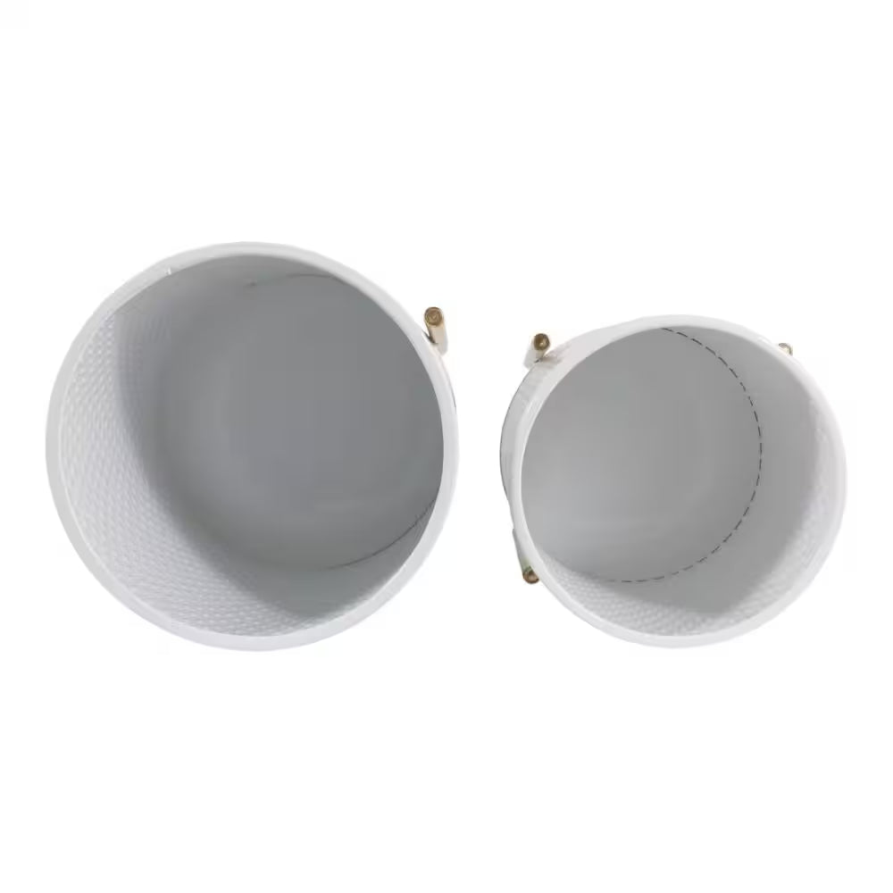 11 In. and 14 In. White Metal with Stand Planters (Set of 2)