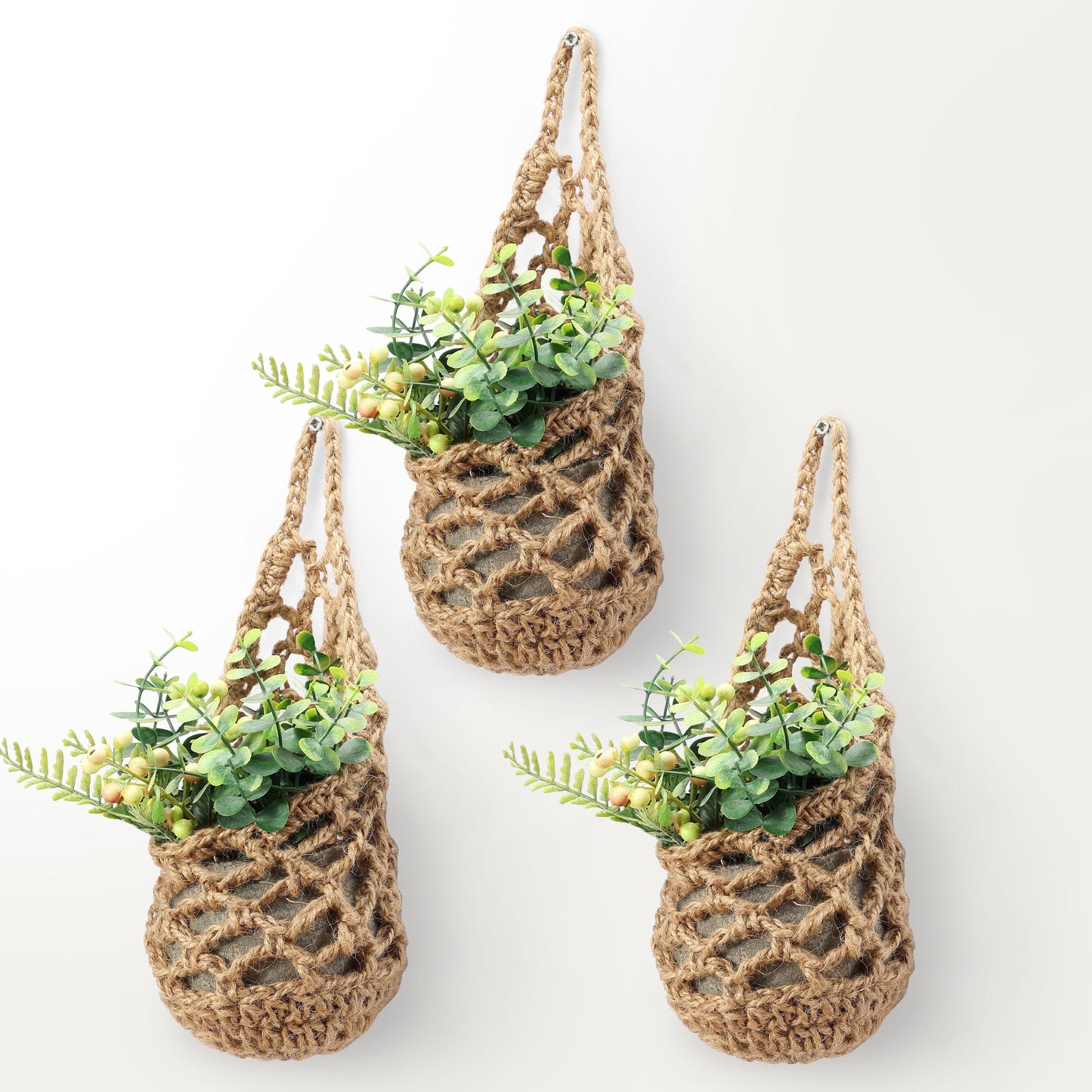 3PK Macrame Plant Hanger (For 4Inch Pots), Cotton Plant Hangers for inside | Wall Planters for Indoor Plants, Hanging Planter (3PK)