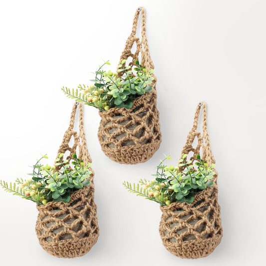 3PK Macrame Plant Hanger (For 4Inch Pots), Cotton Plant Hangers for inside | Wall Planters for Indoor Plants, Hanging Planter (3PK)
