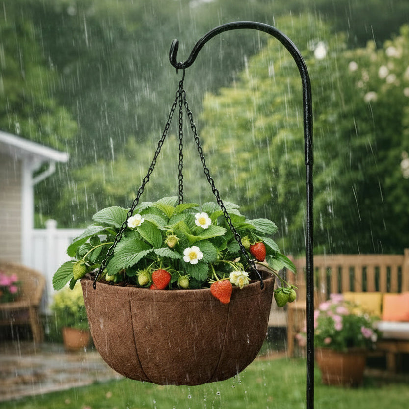Hanging Planters for Outdoor Plants, 10 Inch 4 Pack Fabric Hanging Baskets with Drainage Tray, Decorative Hanging Pots for Plants Outdoor Patio Porch Garden Use（Brown）