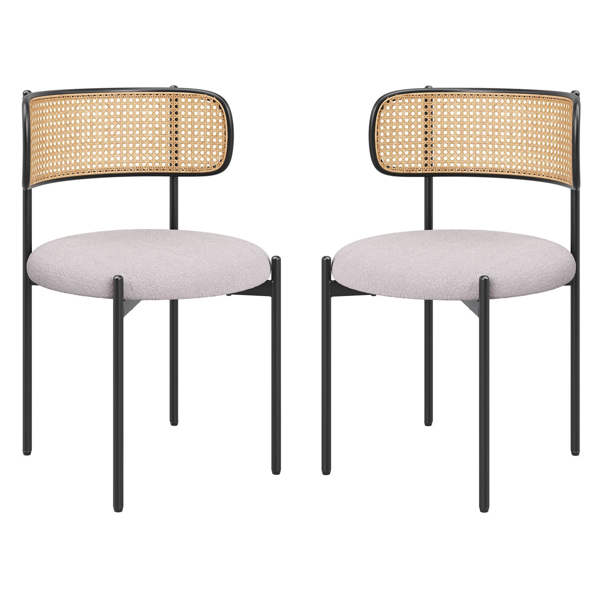 Dining Chairs Modern Upholstered Dining Chairs Set of 2,Rattan Back Dining Room Chairs,Accent Kitchen Chairs with Metal Legs,Dining Room Seating
