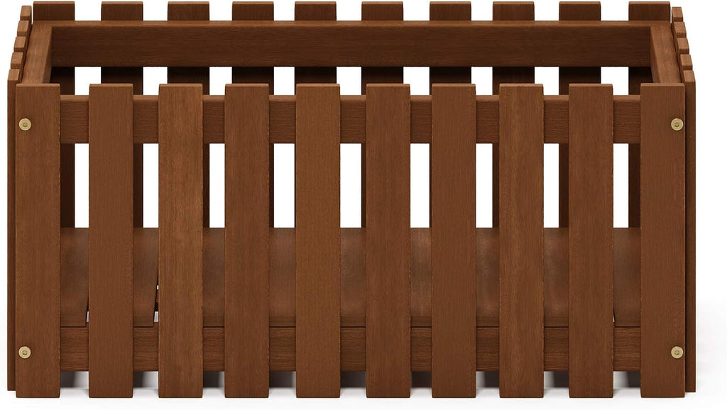 FG18453 Tioman Hardwood Patio Furniture Outdoor Slat Style Flower Planter Box, Natural