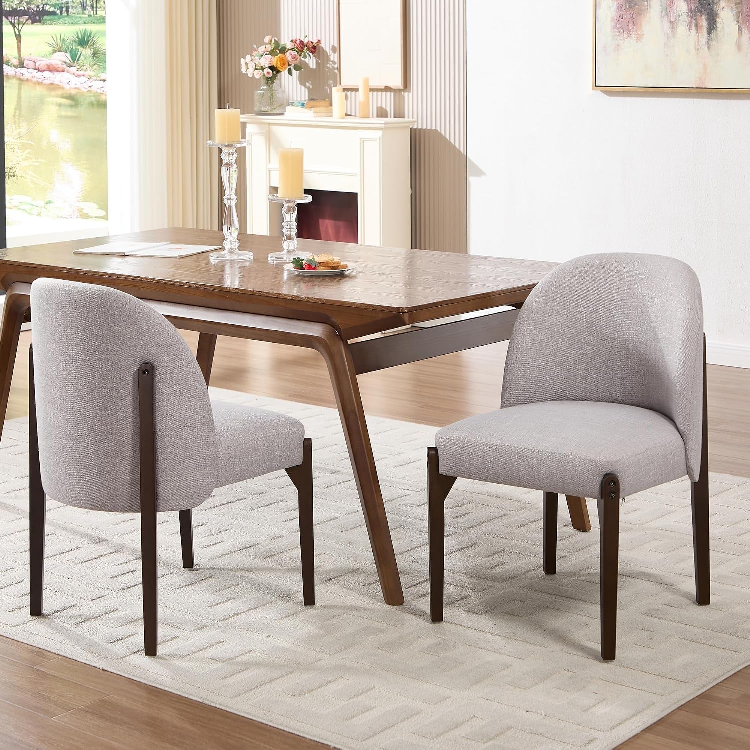Accent Chairs Set of 2, Textured Upholstered Living Room Chairs, Dining Room Side Chairs, Sitting Chairs, Sillas Para Sala, Modern Accent Chair Set, Gray