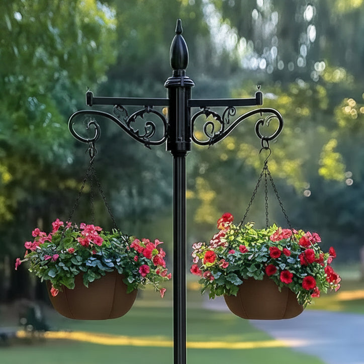 Hanging Planters for Outdoor Plants, 10 Inch 4 Pack Fabric Hanging Baskets with Drainage Tray, Decorative Hanging Pots for Plants Outdoor Patio Porch Garden Use（Brown）