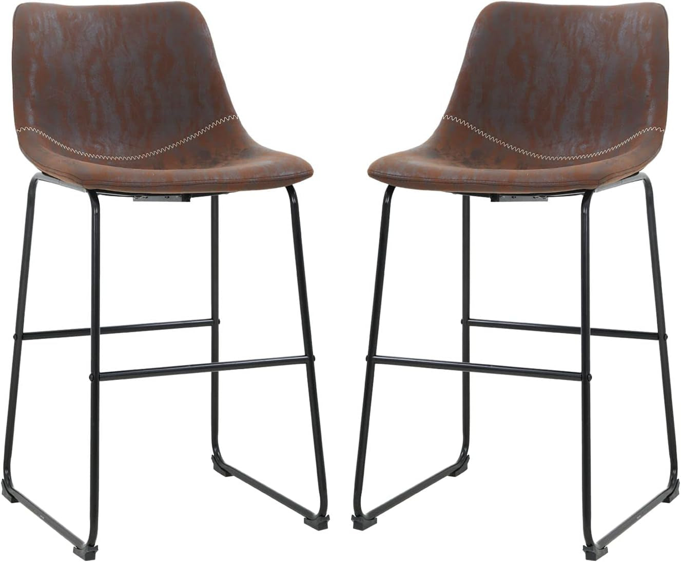 Leather Living Room Chairs Dining Chairs Set of 2 Kitchen Chairs Dining Room Chairs 19" W X 19" D X 37" H Inches Counter Stools with Backs Leather Island Chairs,Brown