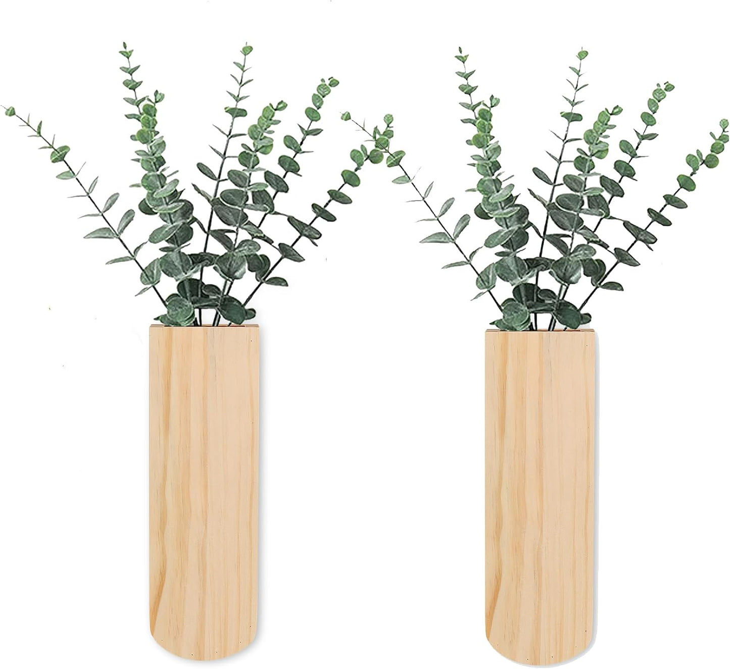 Wood Wall Planters, Hanging Wall Decor for Indoor Living Room Bedroom Modern Farmhouse Wooden Vase Wood Wall Pocket for Greenery Plants and Dried Flowers (2 Pack)