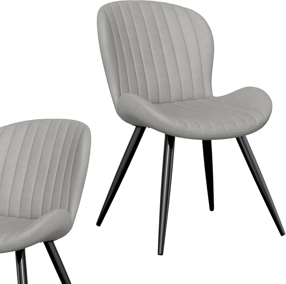 Upholstered Dining Chairs Set of 2, Dining Room Kitchen Chairs | Modern Dining Room Chairs, Comfy Backrest Thick Upholstered Kitchen Chairs, 19IN Height with Metal Legs, Grey