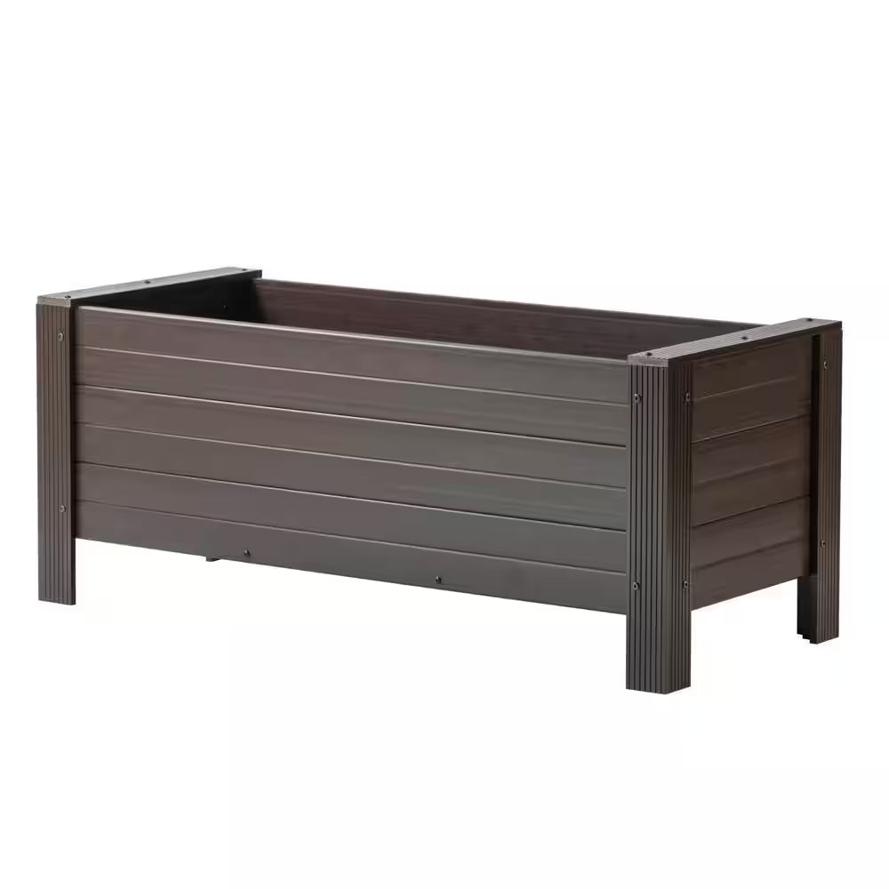 48 In. Walnut Material Rectangular Planter, Outdoor Indoor ECOFLEX Composit
