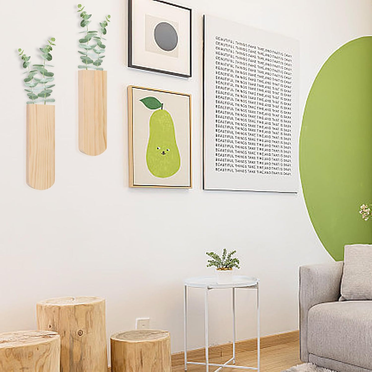 Wood Wall Planters, Hanging Wall Decor for Indoor Living Room Bedroom Modern Farmhouse Wooden Vase Wood Wall Pocket for Greenery Plants and Dried Flowers (2 Pack)