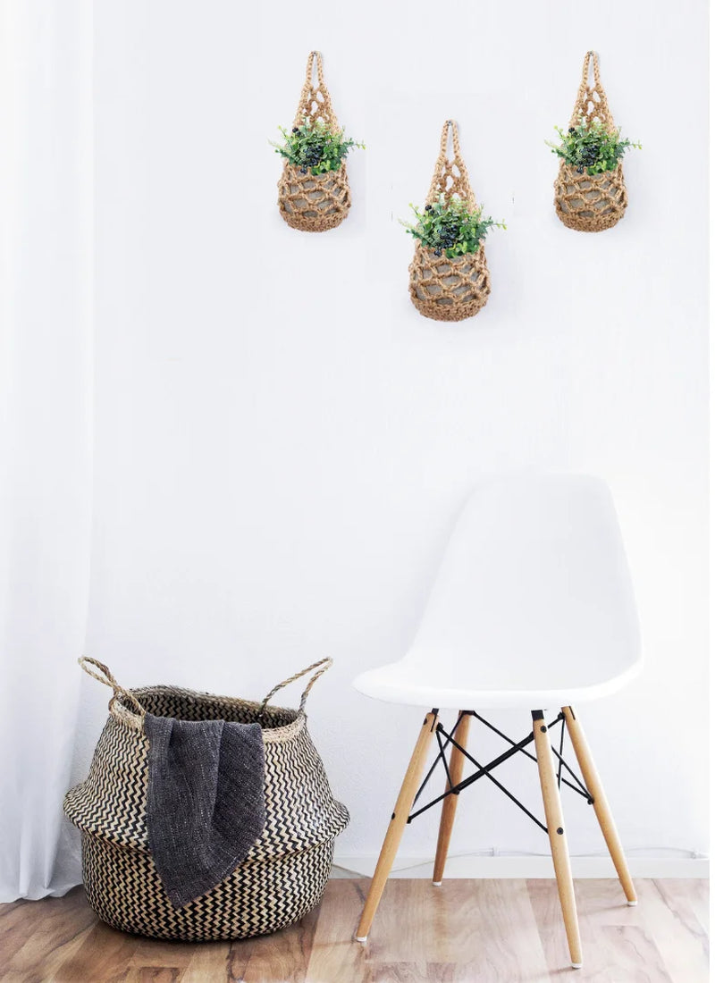 3PK Macrame Plant Hanger (For 4Inch Pots), Cotton Plant Hangers for inside | Wall Planters for Indoor Plants, Hanging Planter (3PK)