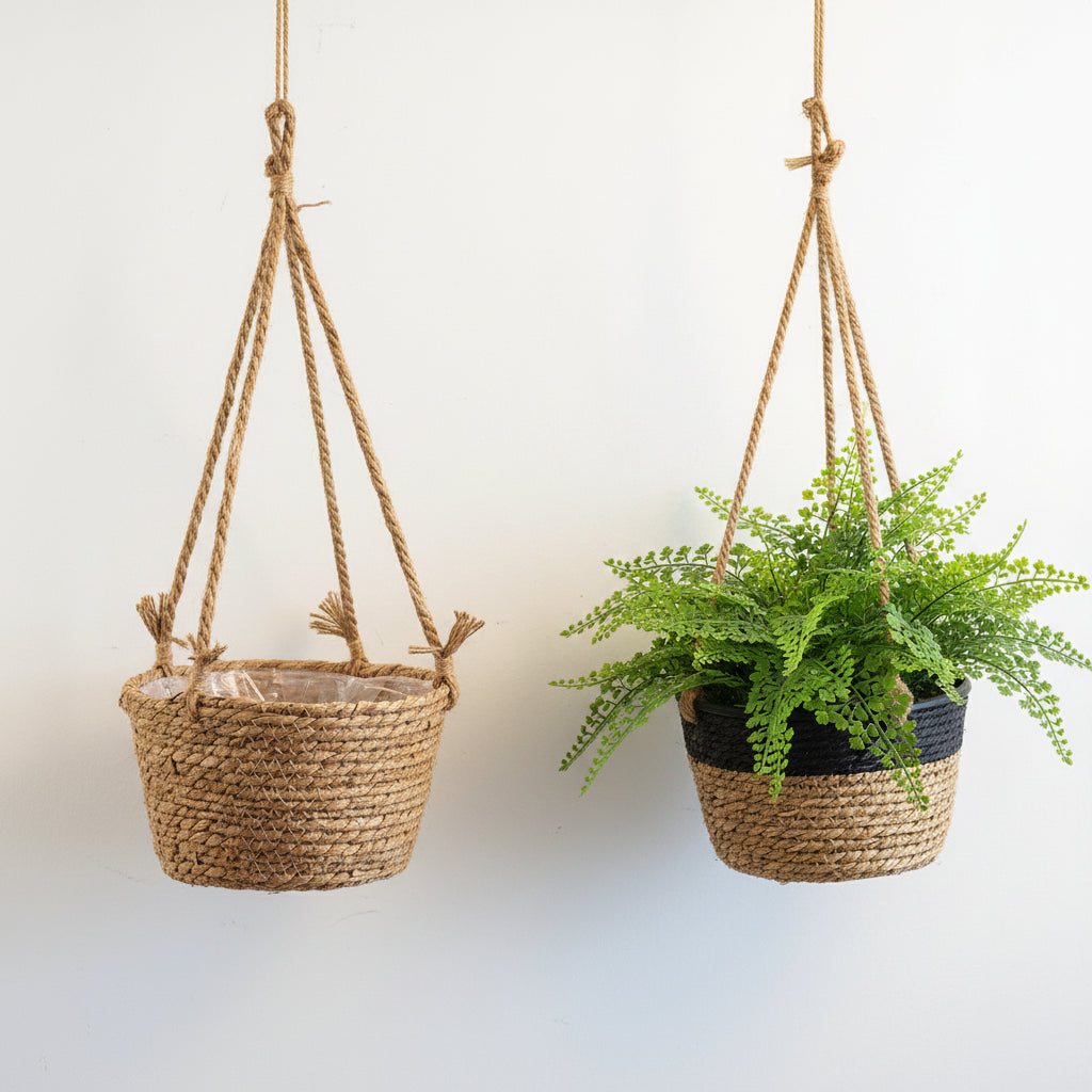 Woven Bulrush Hanging Basket