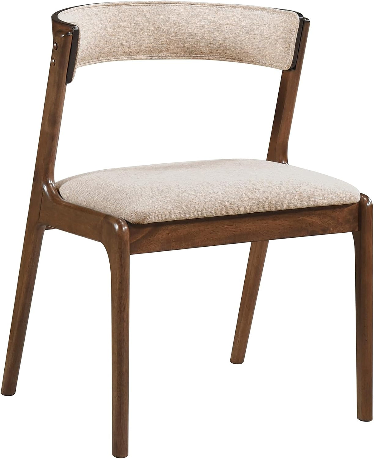 Kitchen & Dining Room Chairs, Dining Chairs Set of 2, Fabric Upholstered Dining Chairs, Rubberwood Armless Dining Chairs with Curved Back, Modern Dining Chair, Easy Assembly, Walnut