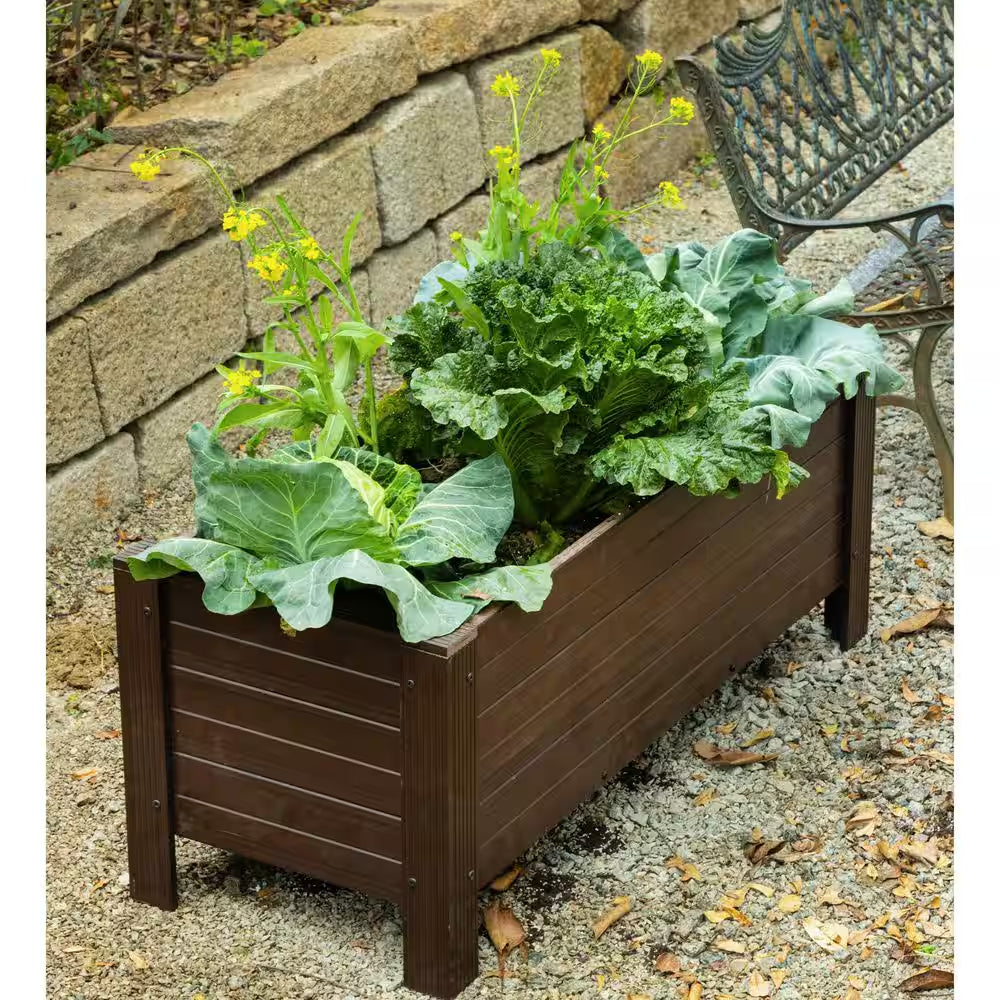 48 In. Walnut Material Rectangular Planter, Outdoor Indoor ECOFLEX Composit