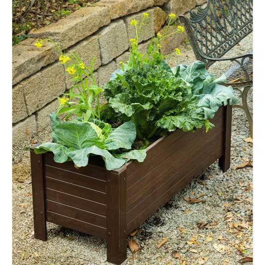 48 In. Walnut Material Rectangular Planter, Outdoor Indoor ECOFLEX Composit