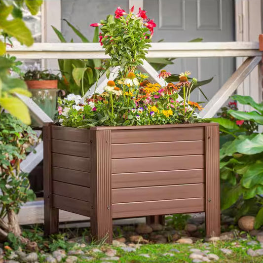 ECOFLEX Composite Outdoor Indoor 24 In. Square Planter, Walnut