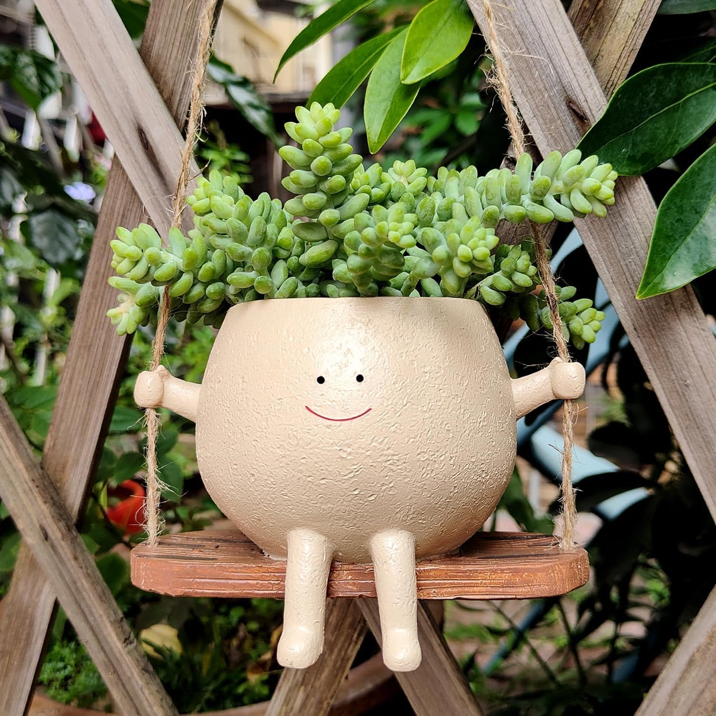 Swing Face Planter Pot Hanging Resin Flower Head Planters for Indoor and Outdoor Plants, Succulent Pots for String of Pearls Plant - Ideal Gifts for Mother'S Day and Christmas (Medium)