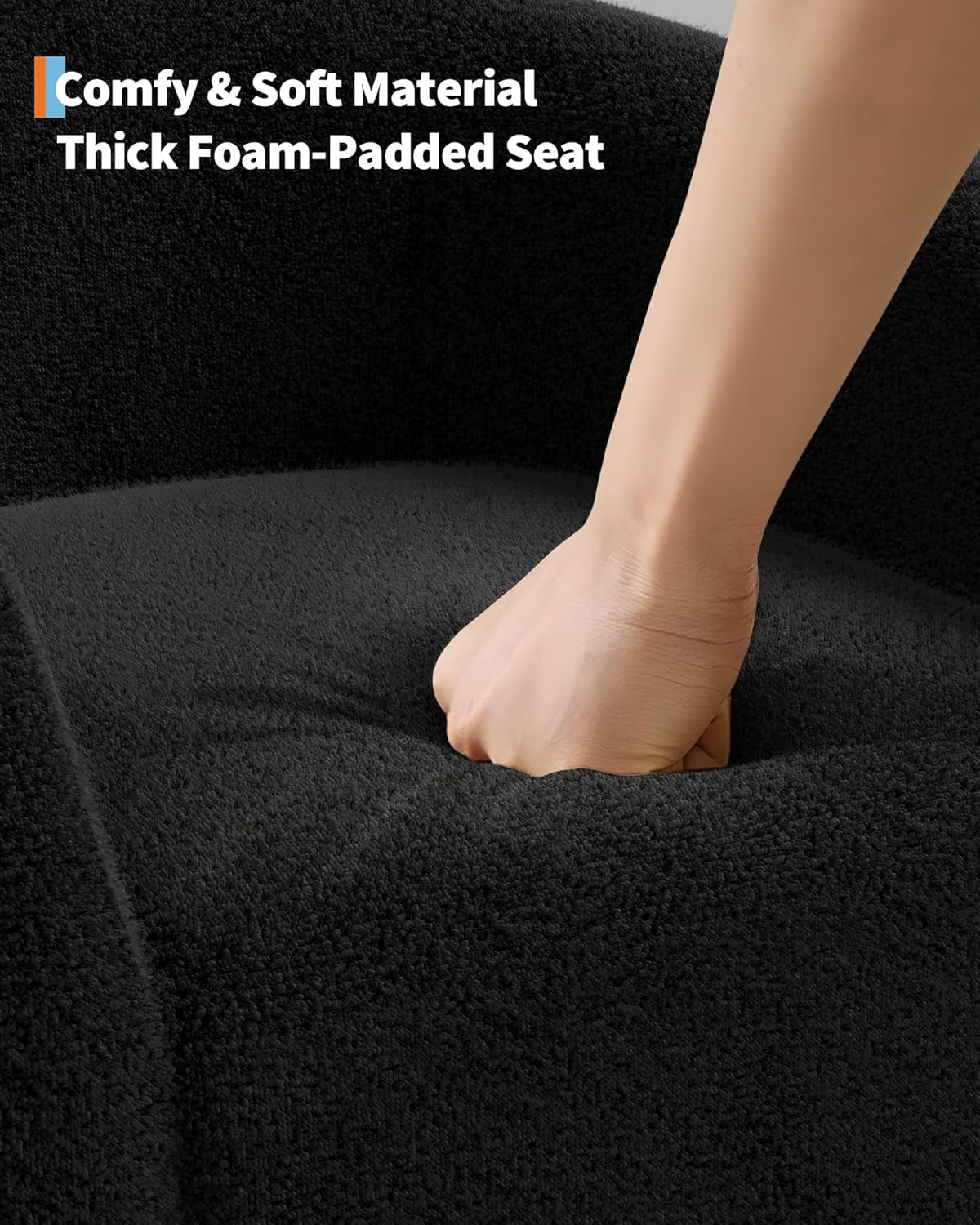 Accent Chair Living Room Chairs Barrel Boucle Chairs Comfy Armchairs for Bedroom Reading Room Reception Chairs(Black)