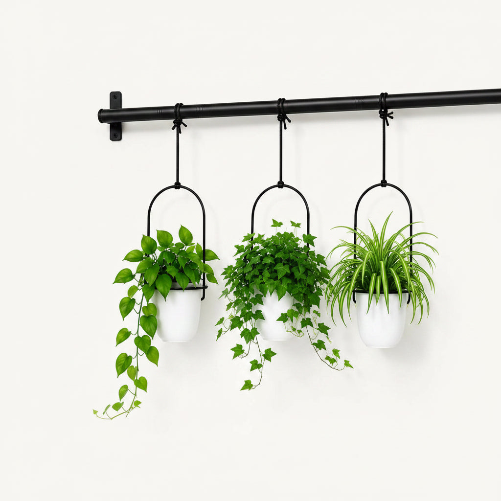 Adjustable Hanging Window Planter with 4 Pots, Space Saving Indoor Herb Garden Plant Hanger, Metal Vertical Plant Rack for Kitchen, Balcony & Home Deco41In-4 Flower Pots
