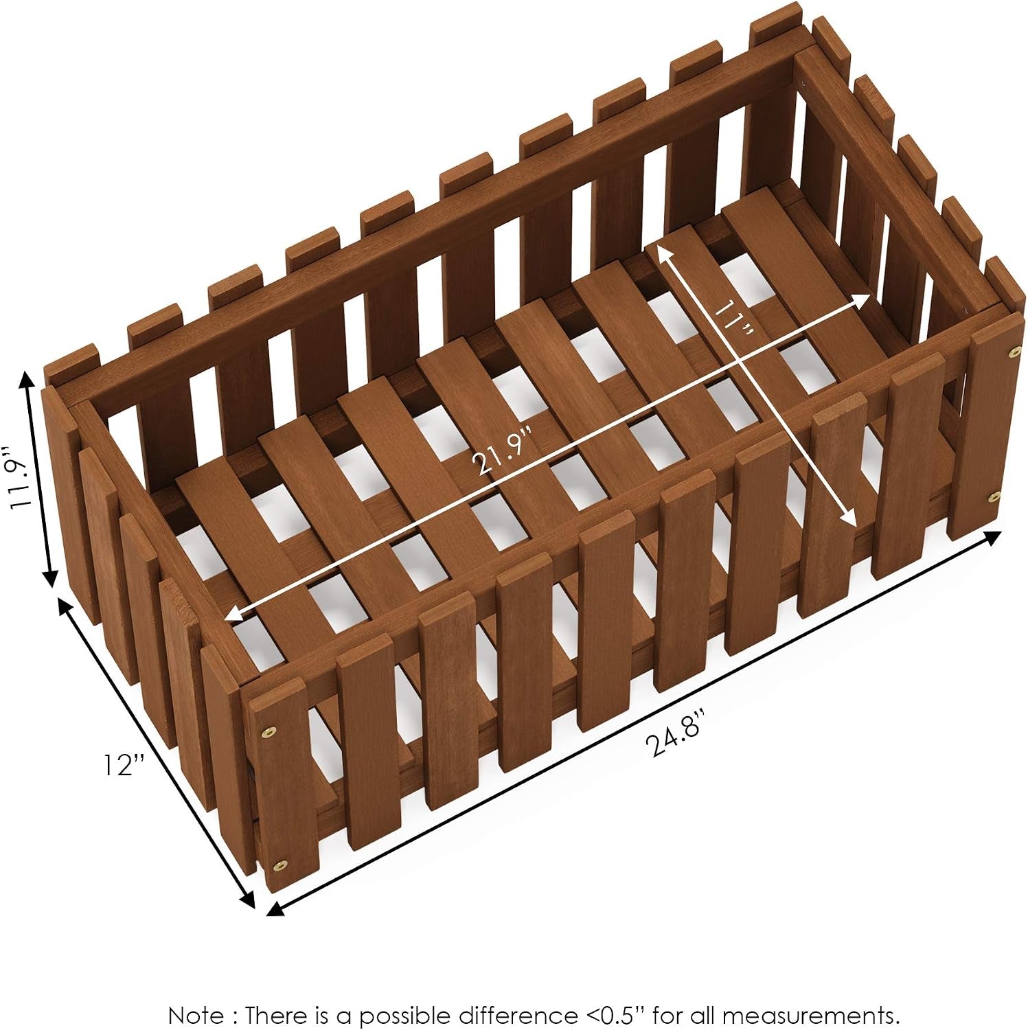 FG18453 Tioman Hardwood Patio Furniture Outdoor Slat Style Flower Planter Box, Natural